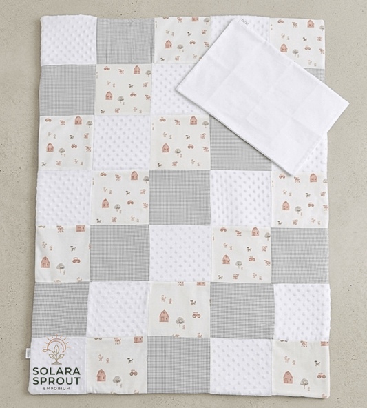 Signature Baby Collection Block Comforter Set — minky fleece and Turkish cotton nursery comforter by Solara Sprout