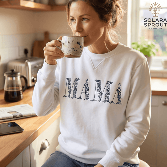 MAMA Sweatshirt Custom Embroidered Mom Gift - Solara Sprout Emporium