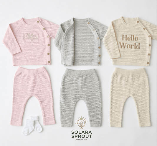 Tula Baby Custom Name Knitwear Set - Solara Sprout Emporium