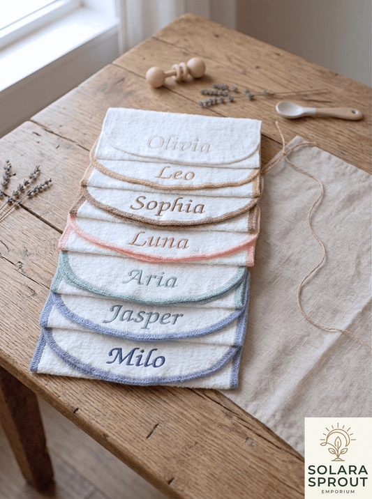 Burp Cloth Toweling Embroidered Baby Name merino personalised South Africa