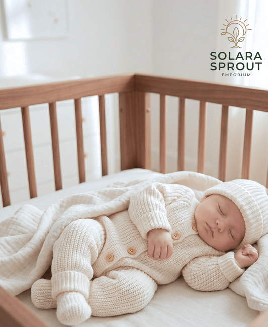 Custom baby jumper knitwear set – 3-piece knit baby outfit – Solara Sprout