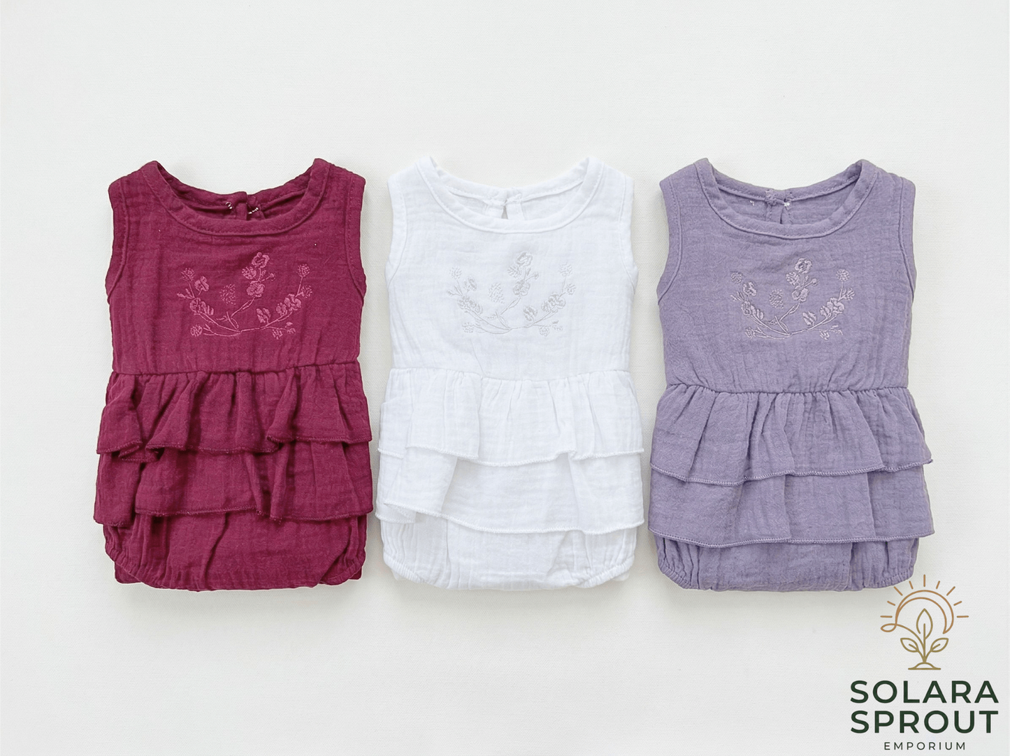 Tulip dainty flower romper – soft floral baby romper – Solara Sprout