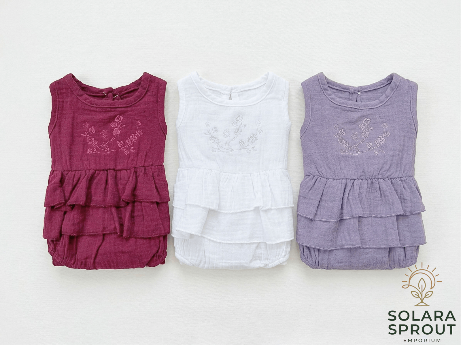 Tulip dainty flower romper – soft floral baby romper – Solara Sprout