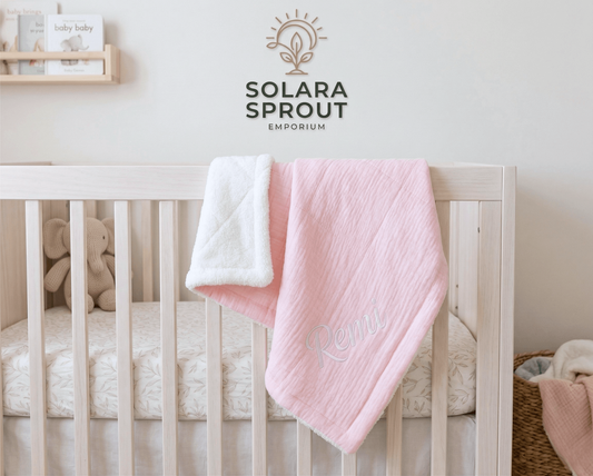 Plain quilted baby blankets – soft pastel baby blanket – Solara Sprout