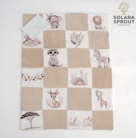 Safari Block Baby Comforter Set with safari animal block print — premium baby bedding by Solara Sprout