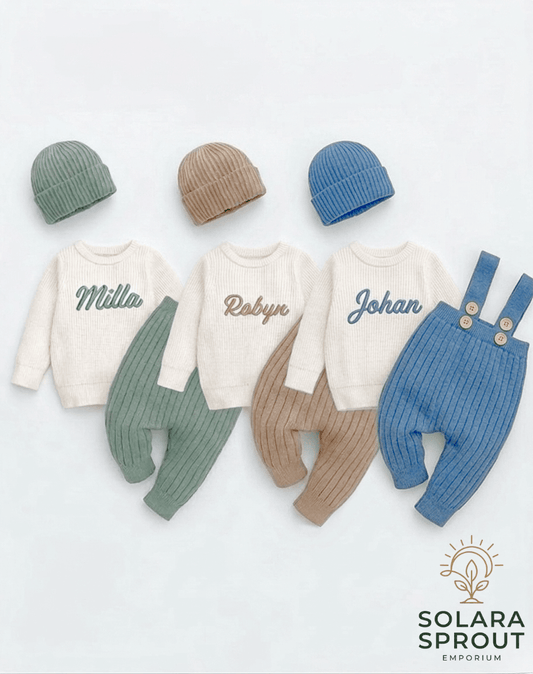 Grandeur knit sweater jumper set – luxury baby knitwear – Solara Sprout