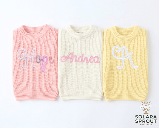 Baby Fringed Embroidered Knit Sweaters - Solara Sprout Emporium
