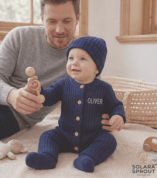 Custom Baby Name Embroidered Knitwear Set - Solara Sprout Emporium