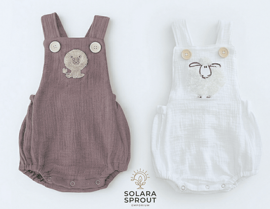 Embroidered Baby Sheep Or Lion Romper - Solara Sprout Emporium