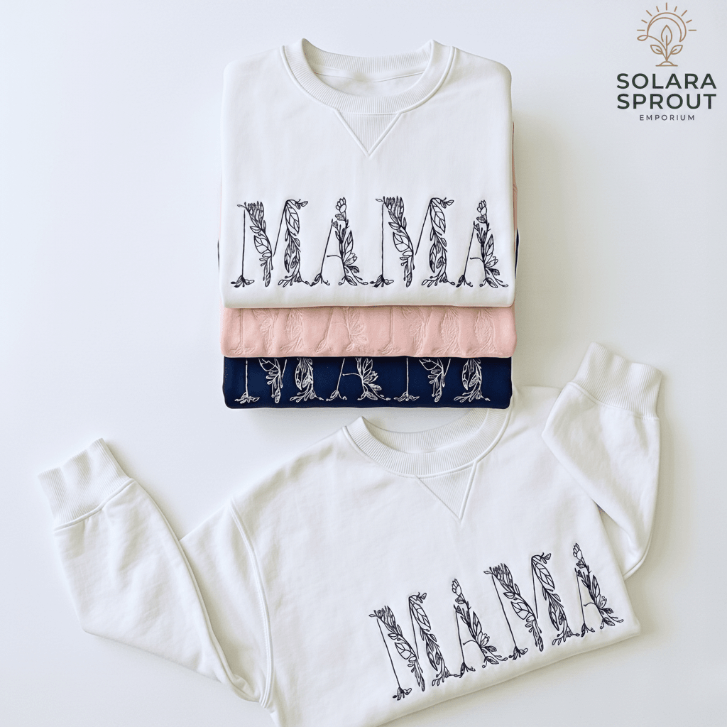 MAMA Sweatshirt Custom Embroidered Mom Gift - Solara Sprout Emporium