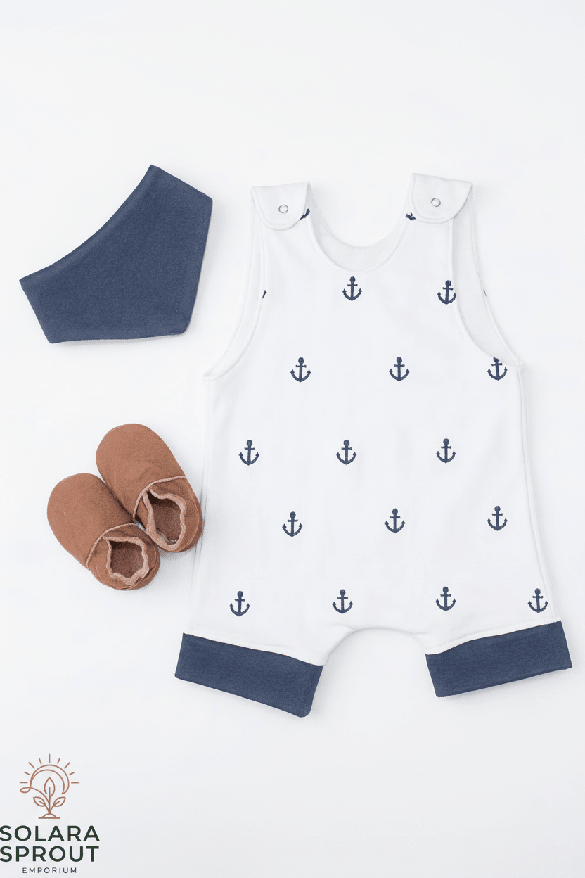 Sailor Bandana Baby Romper Set – Nautical Embroidered Outfit