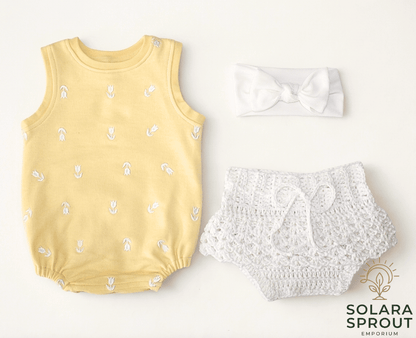 Sunny Tulip Baby Embroidered Romper - Solara Sprout Emporium