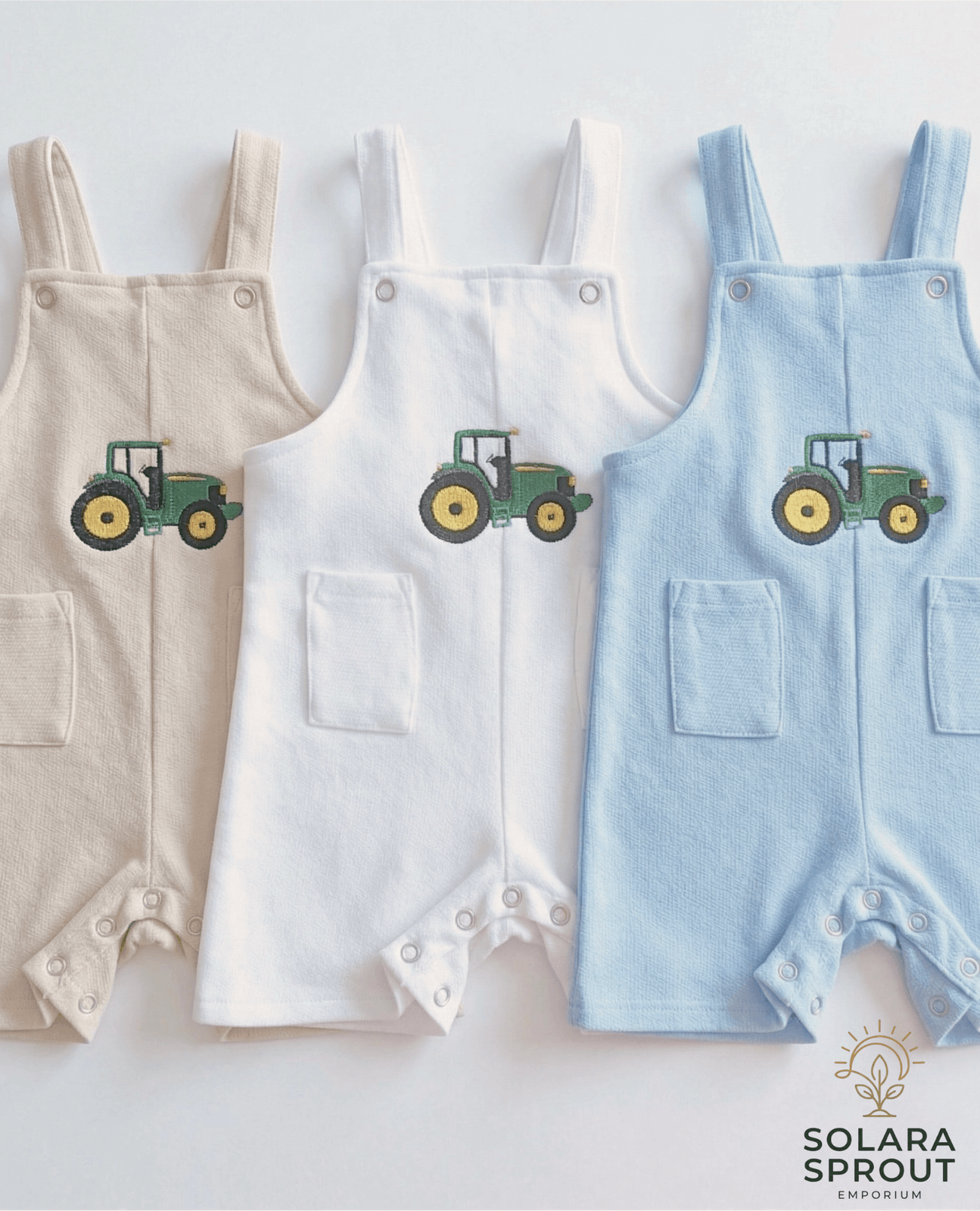 Tractor Cotton Baby Dungaree Romper - Solara Sprout Emporium