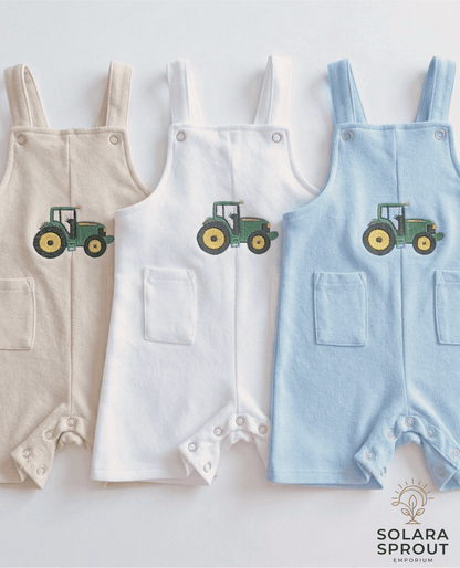 Tractor Cotton Baby Dungaree Romper - Solara Sprout Emporium
