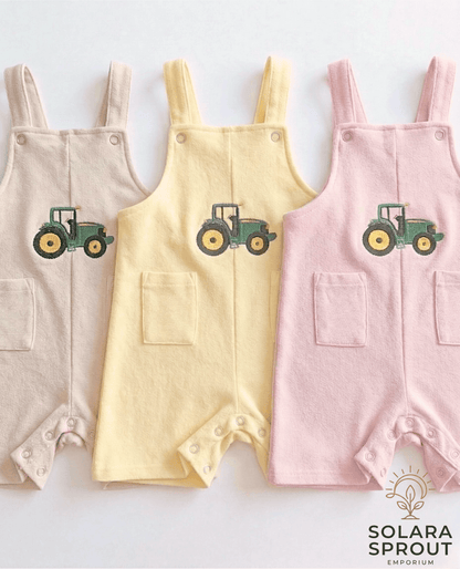 Tractor Cotton Baby Dungaree Romper - Solara Sprout Emporium